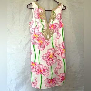 Lilly Pulitzer dress Hibiscus gold detail women’s 6 pink